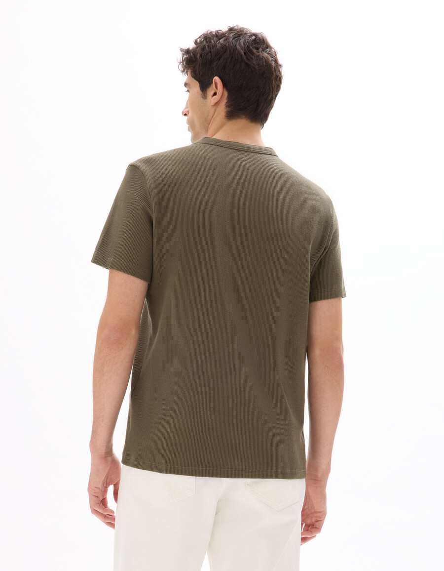 regular fit henley-waffelpapp-t-shirt aus 100 baumwolle