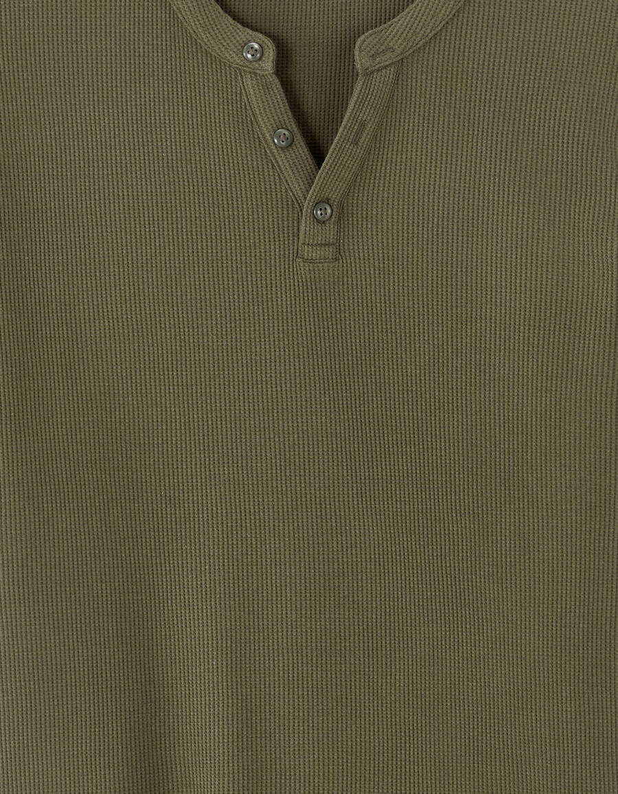 regular fit henley-waffelpapp-t-shirt aus 100 baumwolle