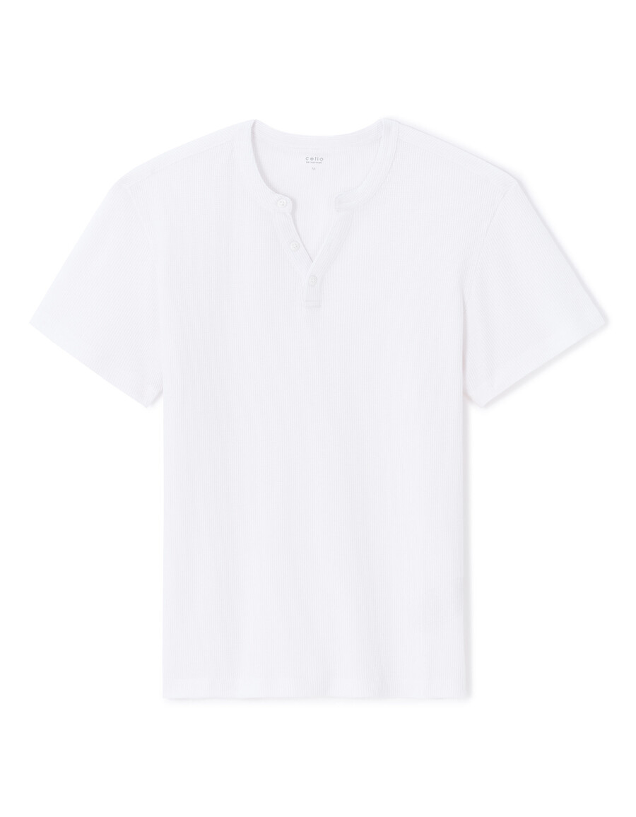 regular fit waffel-henley-shirt 100 baumwolle