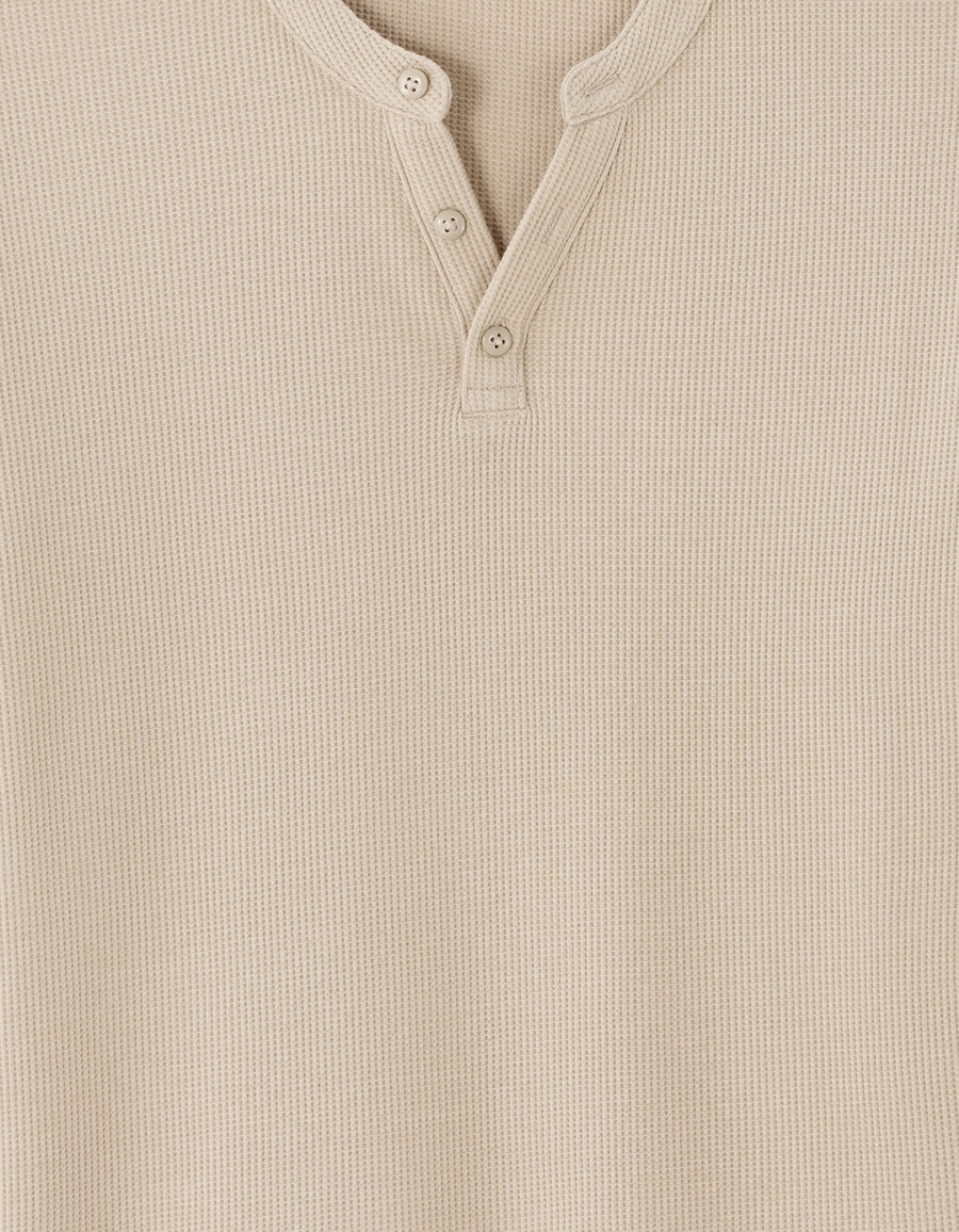 regular fit henley-waffelpapp-t-shirt aus 100 baumwolle