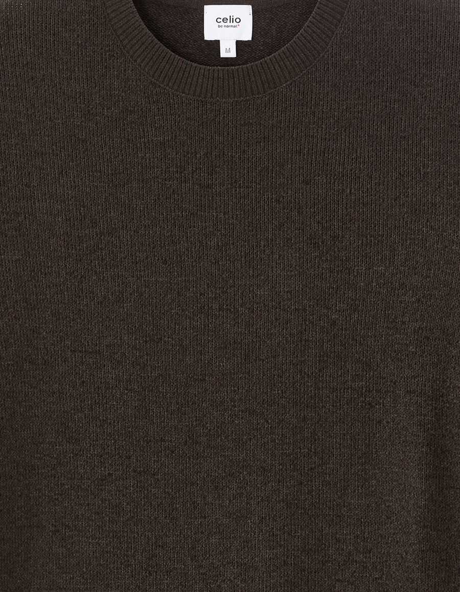 kastenförmiges strick-t-shirt mit rundhalsausschnitt