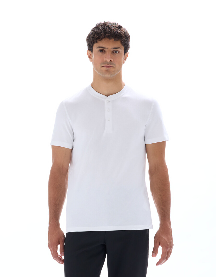 henley-t-shirt in regulärer passform aus stretch-piqué-baumwolle