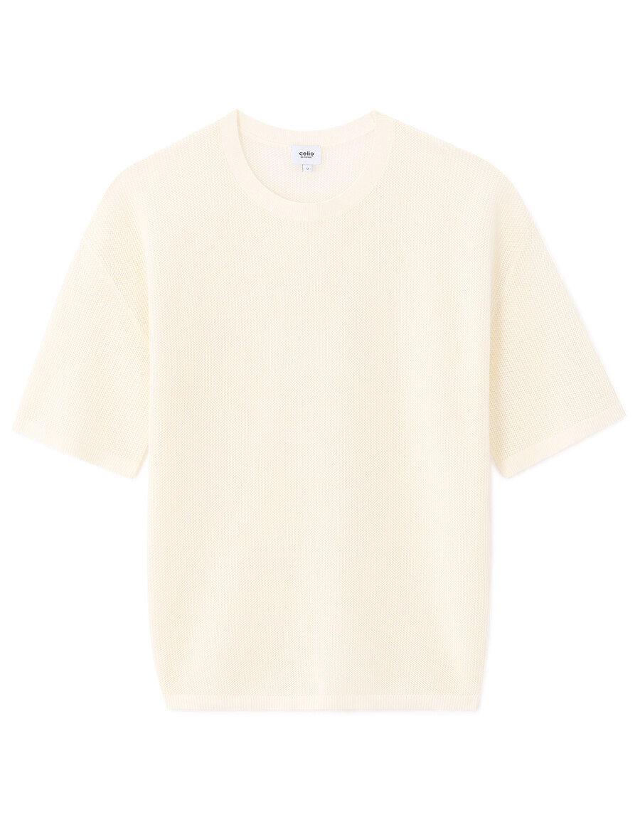 kastenförmiges strick-t-shirt mit rundhalsausschnitt