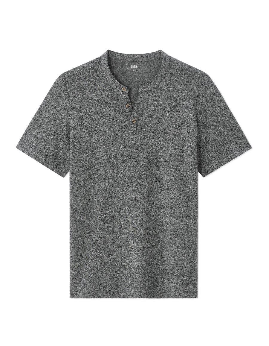 henley-t-shirt aus baumwollmischgewebe mit regulärer passform