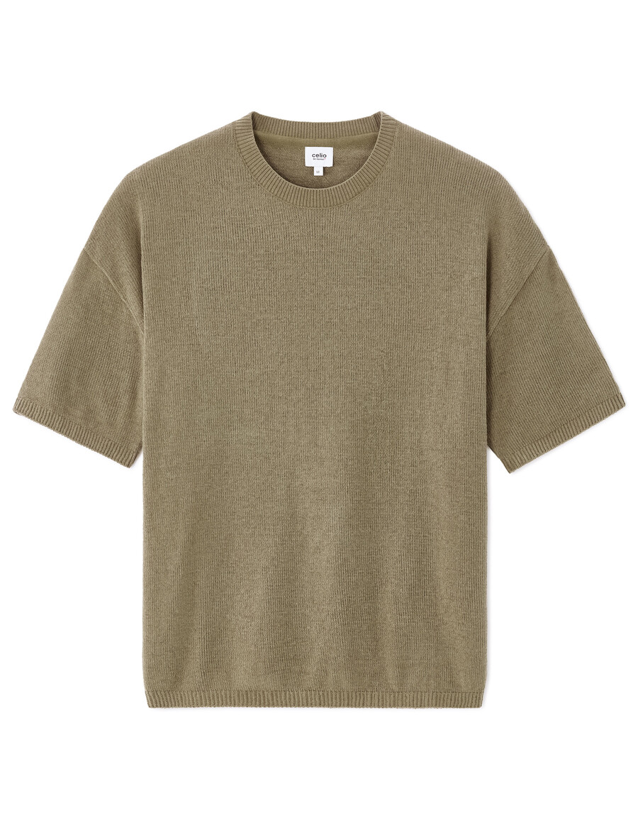 kastenförmiges strick-t-shirt mit rundhalsausschnitt