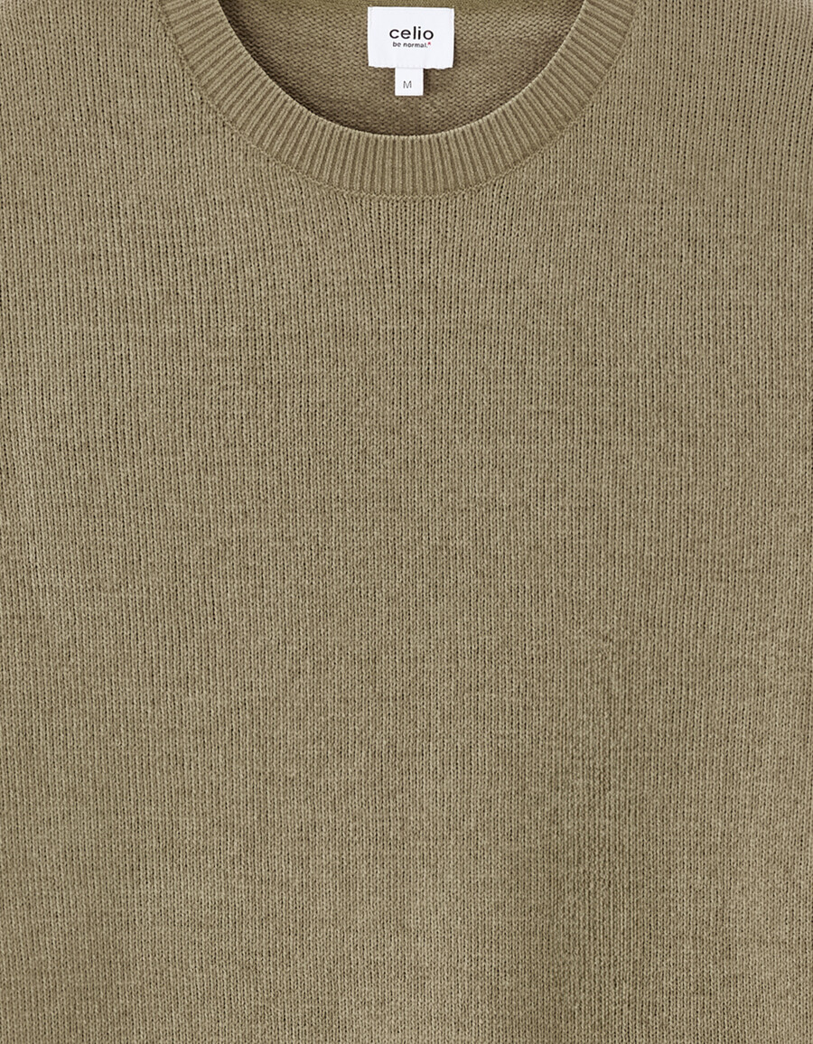 kastenförmiges strick-t-shirt mit rundhalsausschnitt
