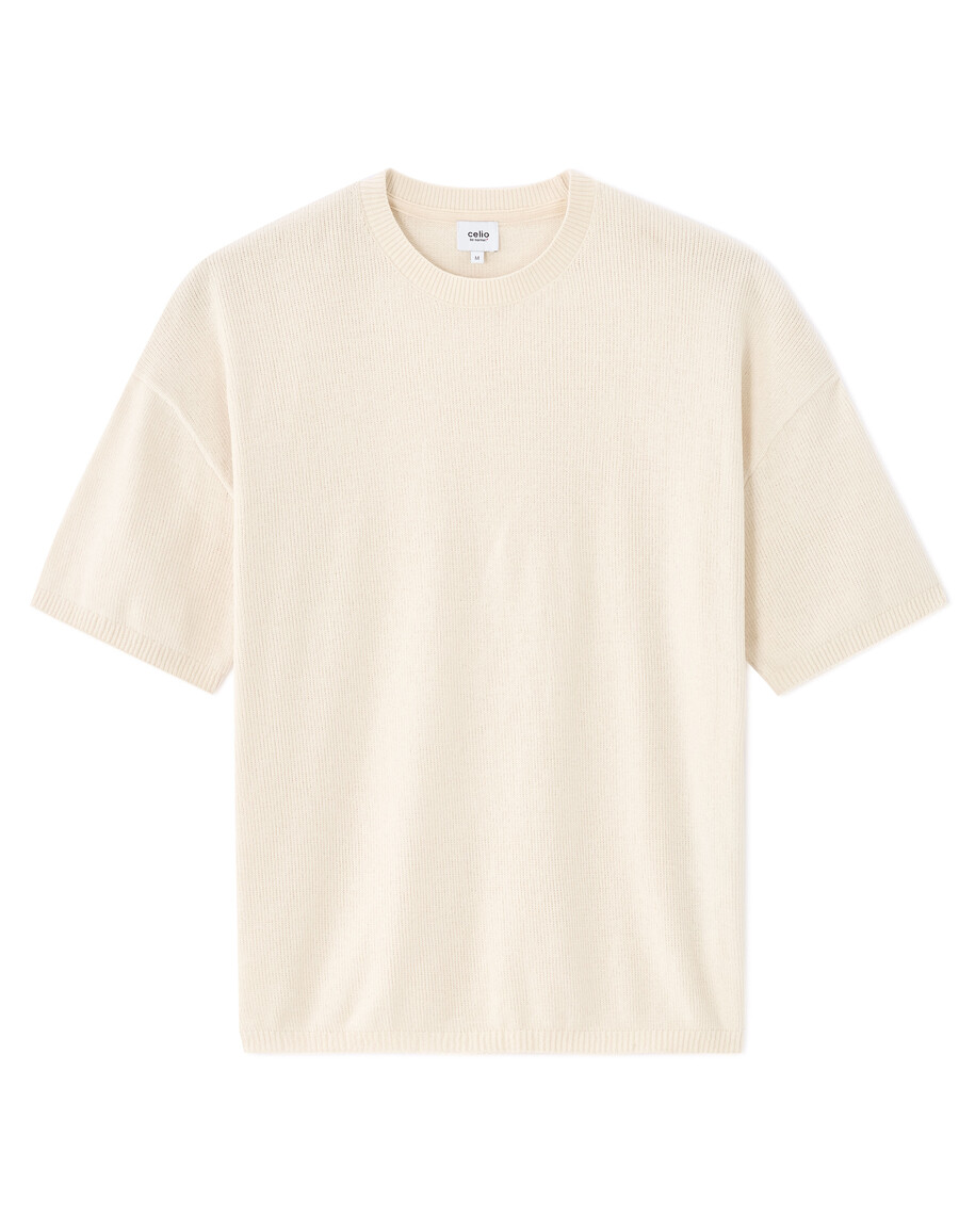 kastenförmiges strick-t-shirt mit rundhalsausschnitt