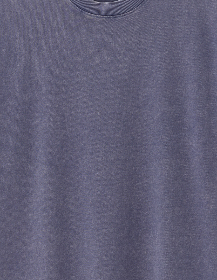 oversized-t-shirt mit rundhalsausschnitt 100 gewaschene und geprägte baumwolle