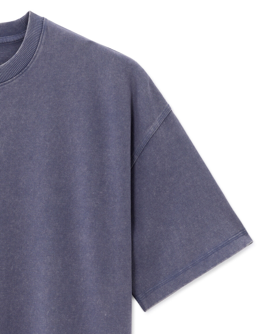 oversized-t-shirt mit rundhalsausschnitt 100 gewaschene und geprägte baumwolle