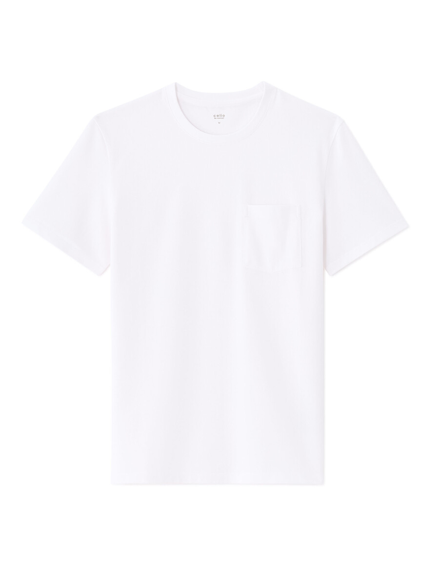 reguläres rundhals-t-shirt aus 100 stretch-baumwoll-piqué