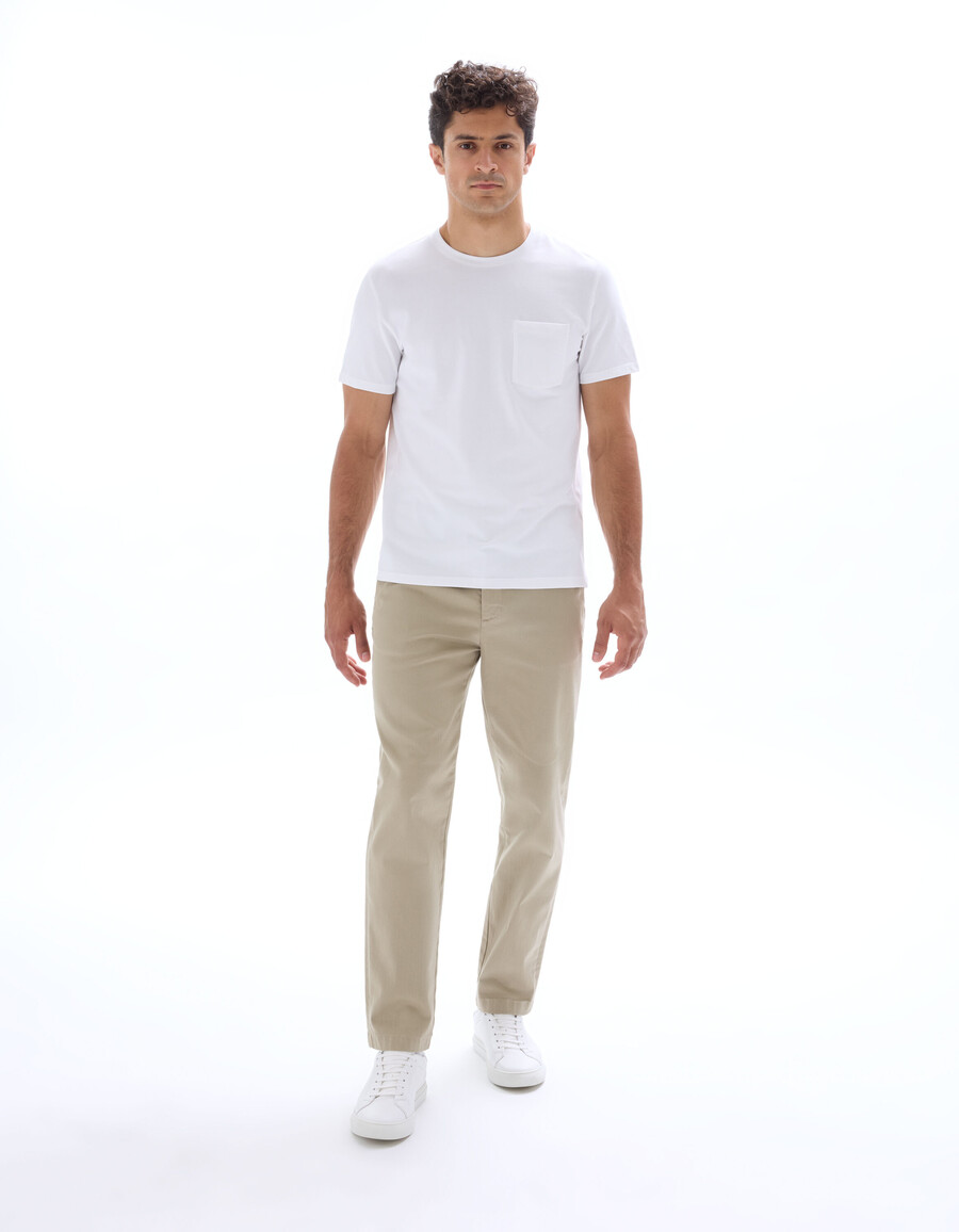 reguläres rundhals-t-shirt aus 100 stretch-baumwoll-piqué