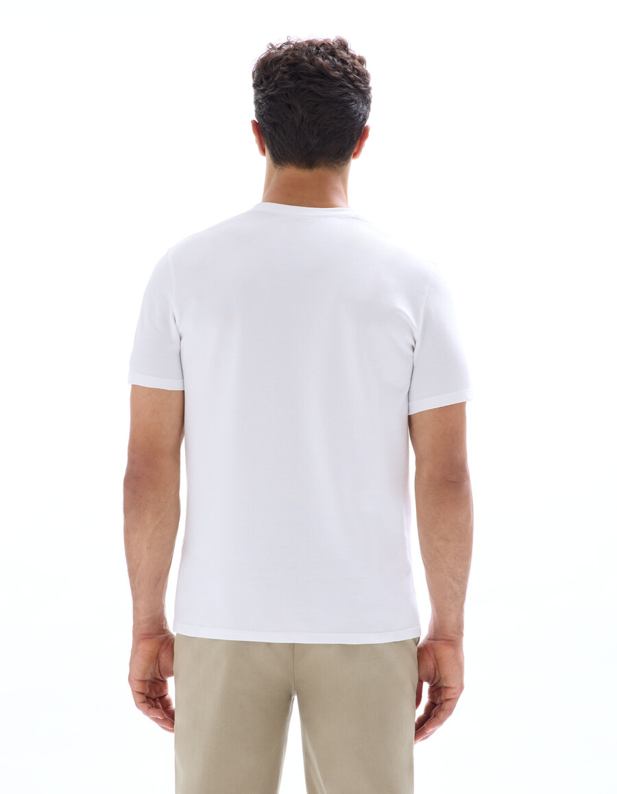 reguläres rundhals-t-shirt aus 100 stretch-baumwoll-piqué
