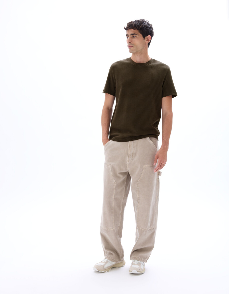 regular fit t-shirt mit rundhalsausschnitt 100 geprägte baumwolle
