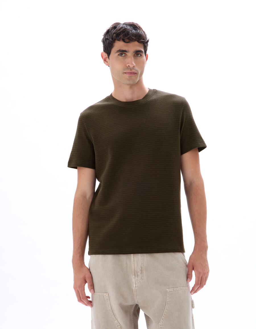 regular fit t-shirt mit rundhalsausschnitt 100 geprägte baumwolle