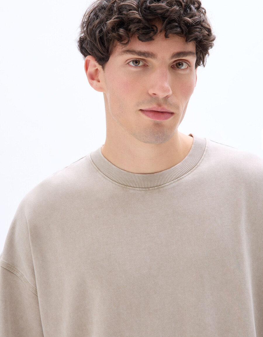 oversized-t-shirt mit rundhalsausschnitt 100 gewaschene und geprägte baumwolle