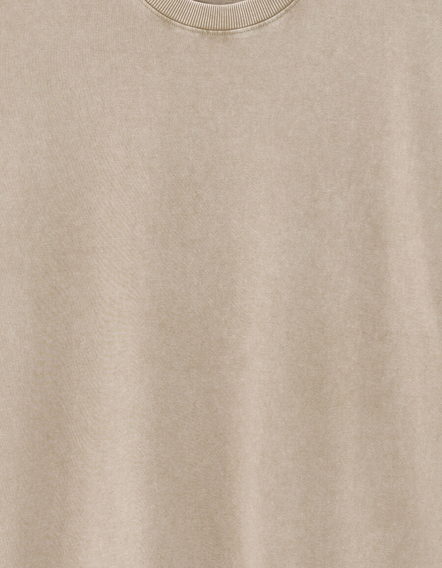 oversized-t-shirt mit rundhalsausschnitt 100 gewaschene und geprägte baumwolle