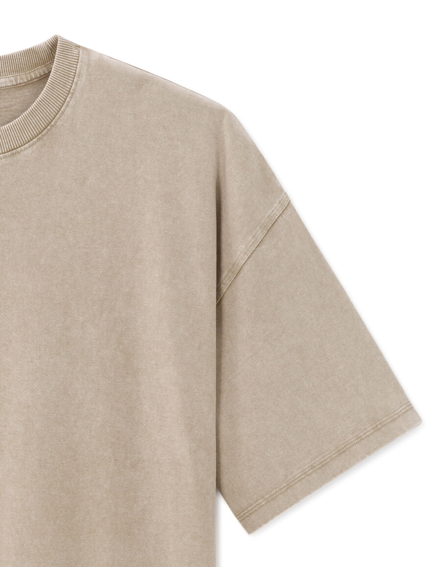 oversized-t-shirt mit rundhalsausschnitt 100 gewaschene und geprägte baumwolle