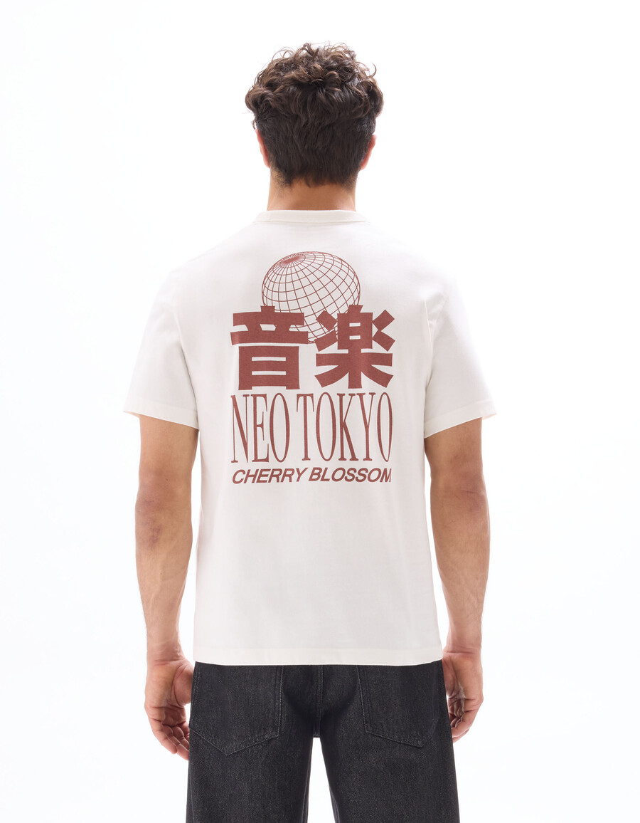 kastenförmiges t-shirt mit rundhalsausschnitt 100 baumwolle asiatischer print