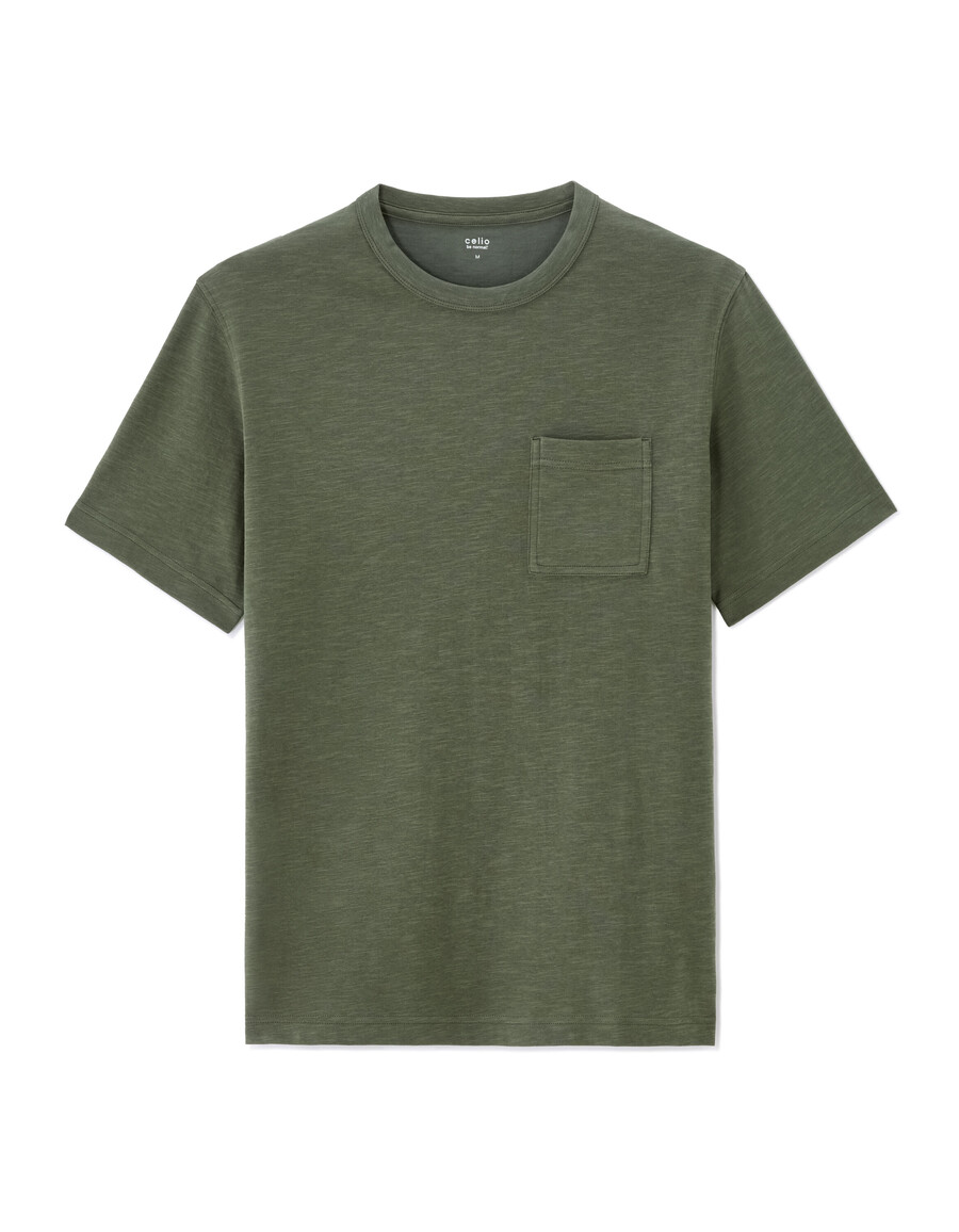 kastenförmiges t-shirt mit rundhalsausschnitt und slub-struktur
