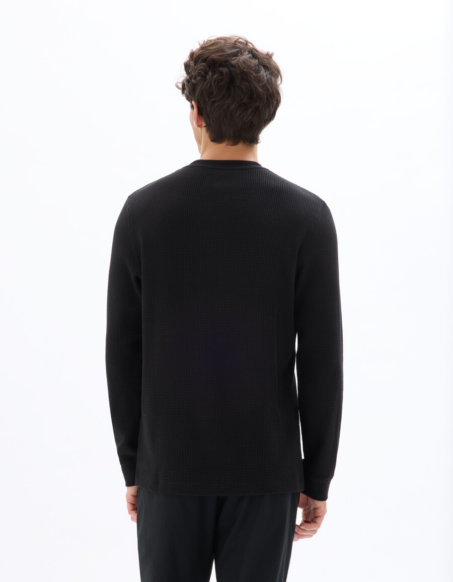 langarm-t-shirt in regulärer passform 100 waffelstrick-baumwolle