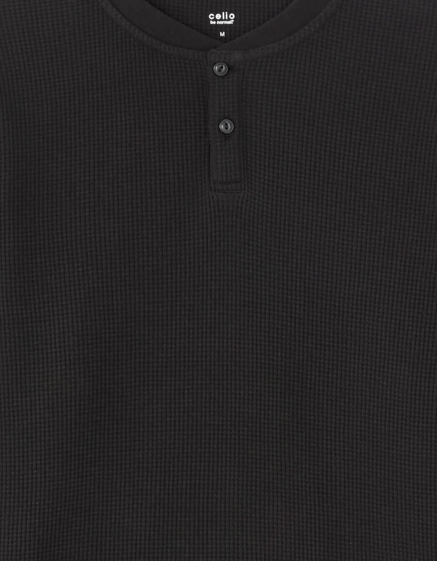 langarm-t-shirt in regulärer passform 100 waffelstrick-baumwolle