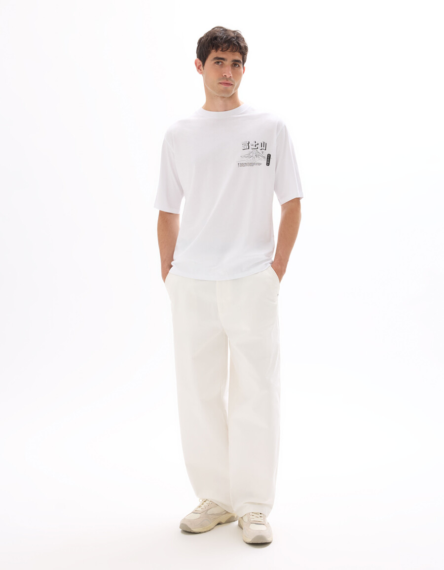 oversized-t-shirt mit rundhalsausschnitt 100 baumwolle asiatischer print