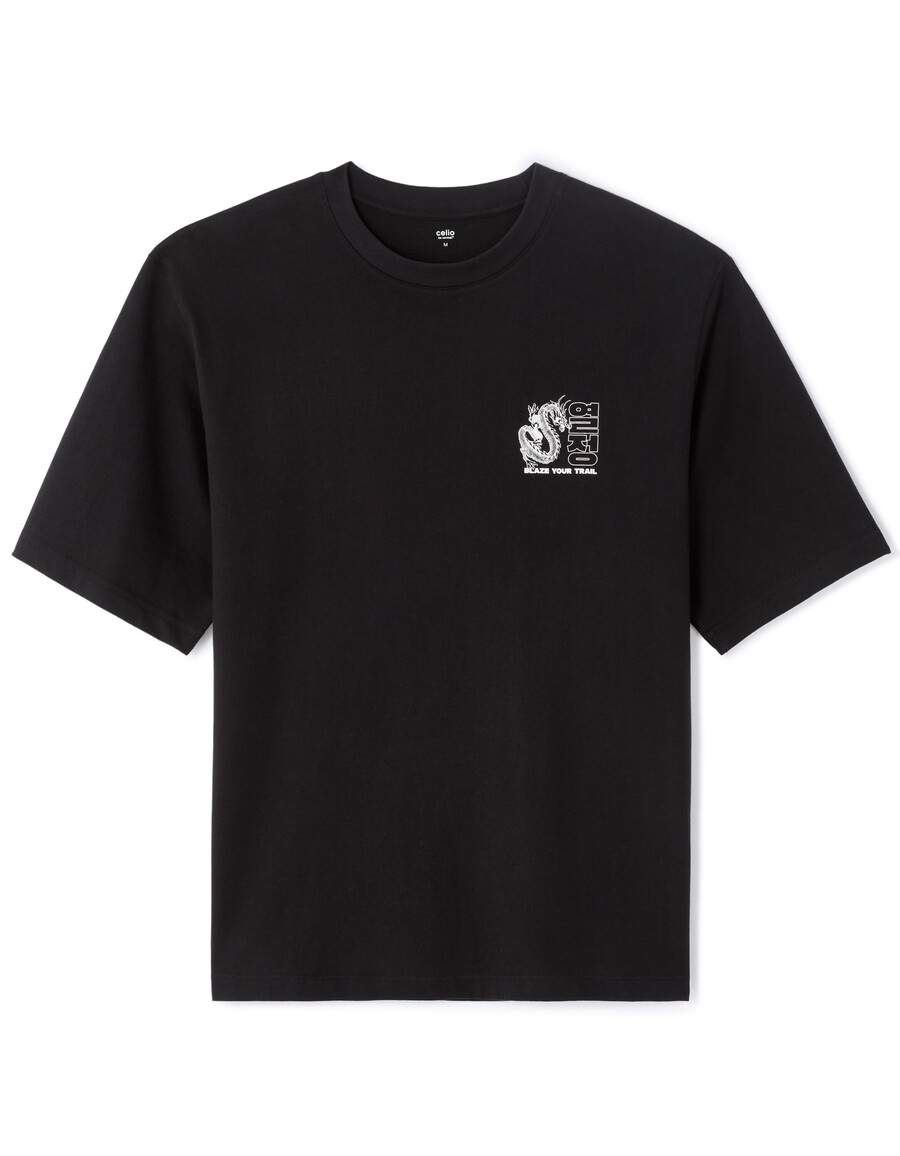 schwarzes oversize-t-shirt mit rundhalsausschnitt aus 100 baumwolle