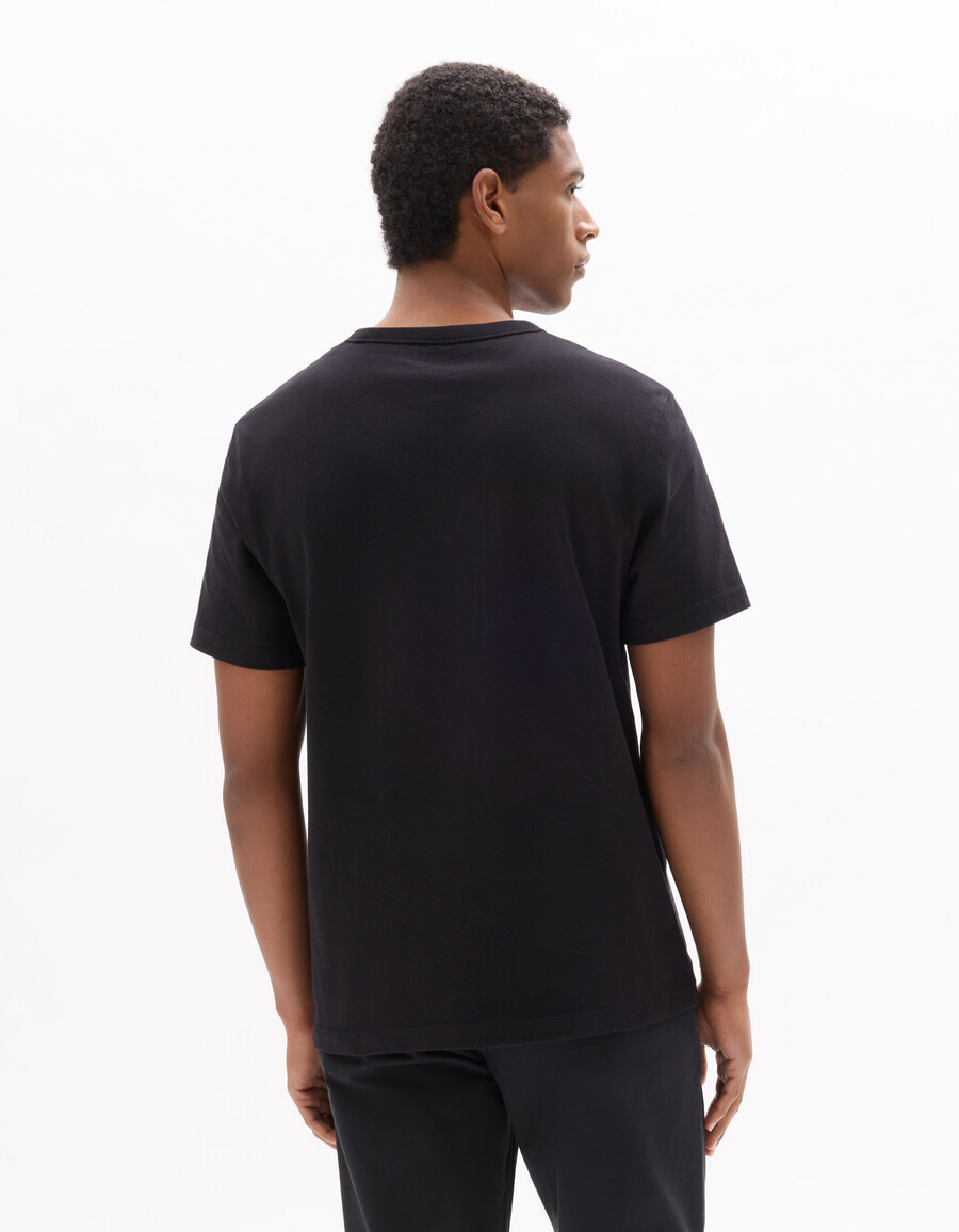 schwarzes kastenförmiges t-shirt mit rundhalsausschnitt aus 100 schwerer baumwolle