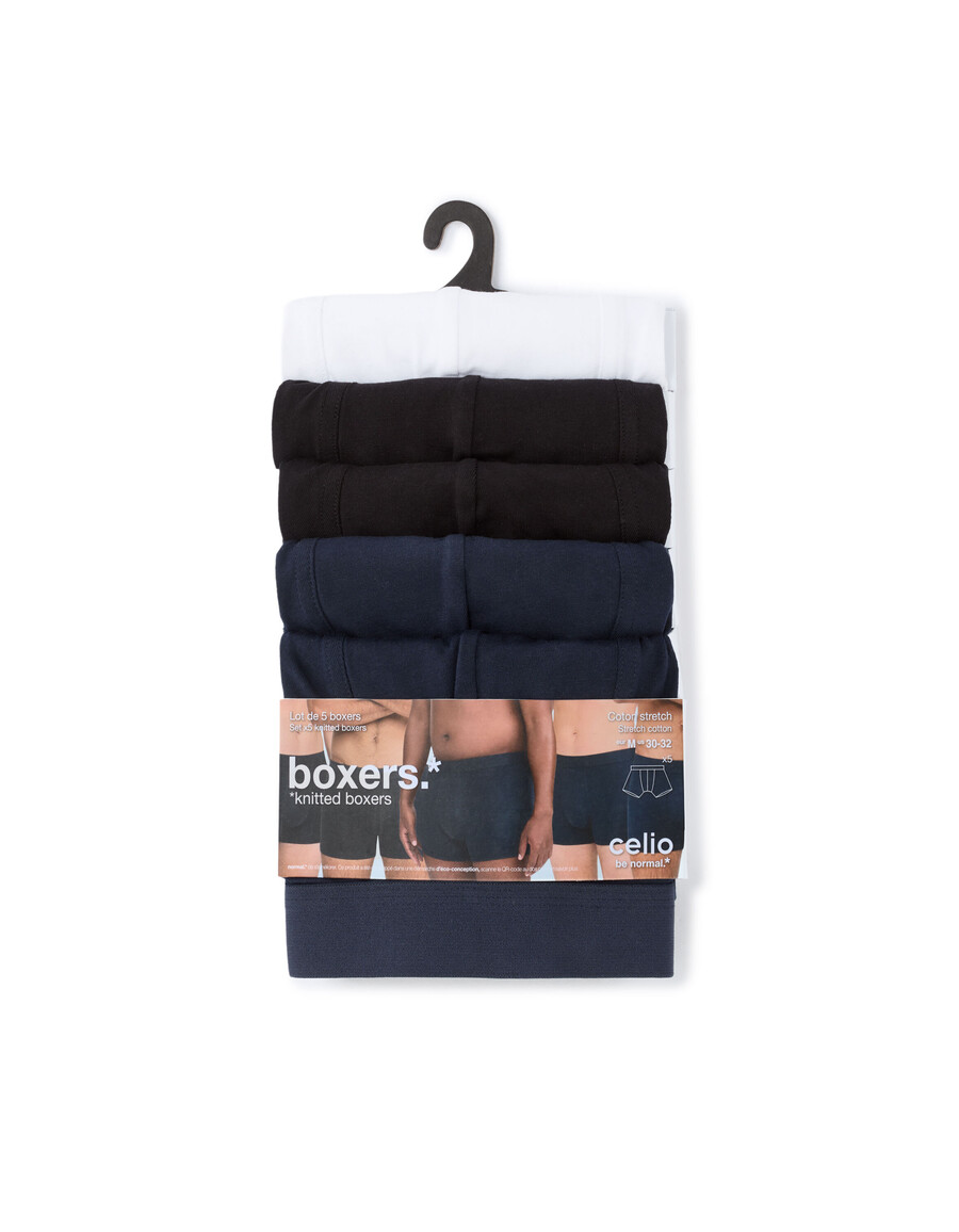 packung mit 5 einfarbigen boxershorts
