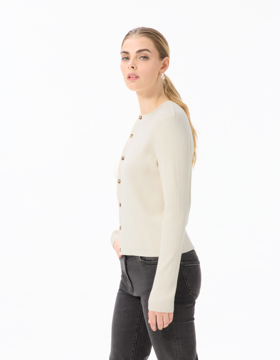 langärmlige strickjacke mit rundhalsausschnitt
