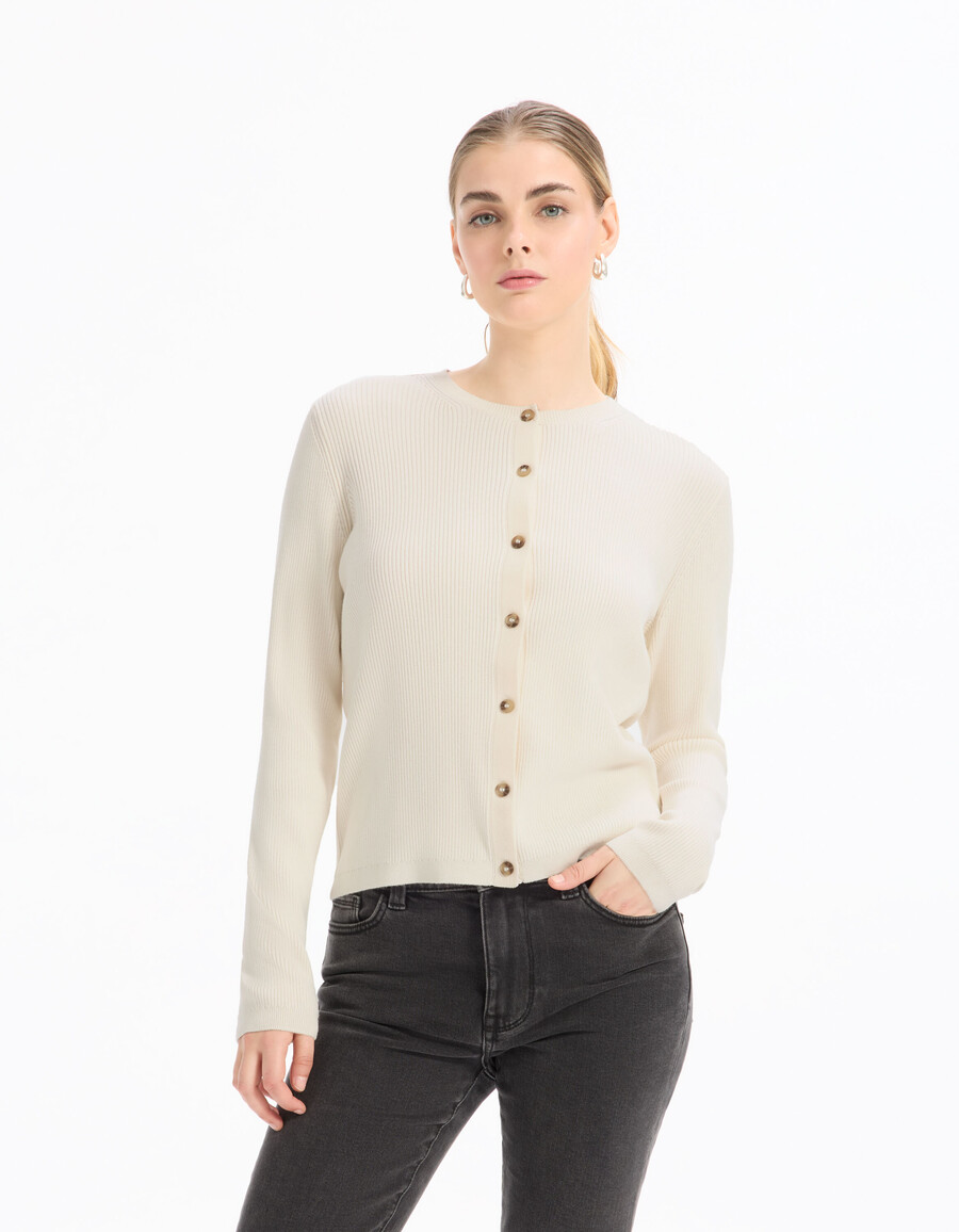langärmlige strickjacke mit rundhalsausschnitt
