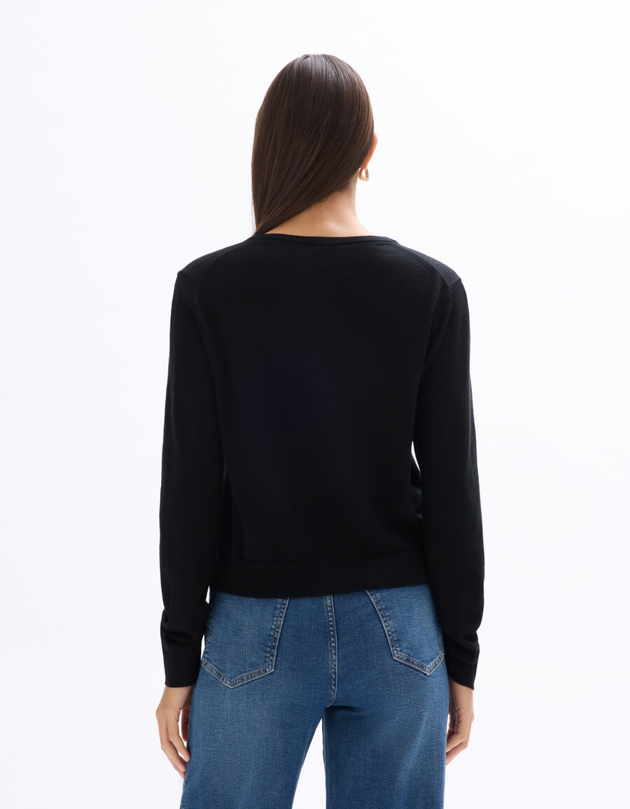 rundhals-strickjacke aus 100 merinowolle
