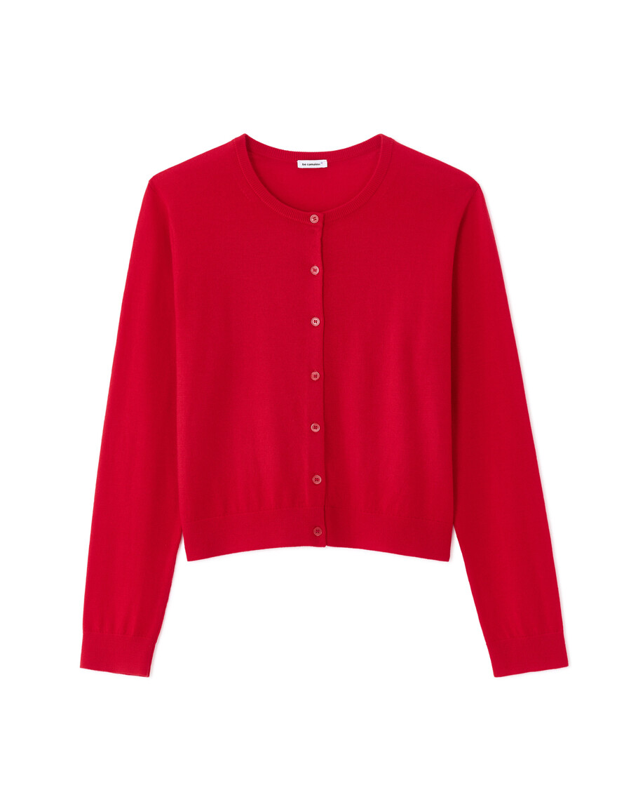 rundhals-strickjacke aus 100 merinowolle