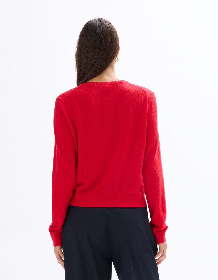 rundhals-strickjacke aus 100 merinowolle
