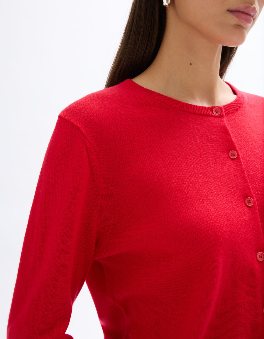 rundhals-strickjacke aus 100 merinowolle
