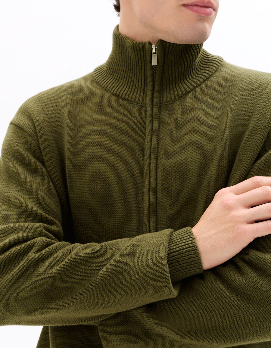 cardigan mit reißverschluss und truckerkragen aus 100 baumwolle